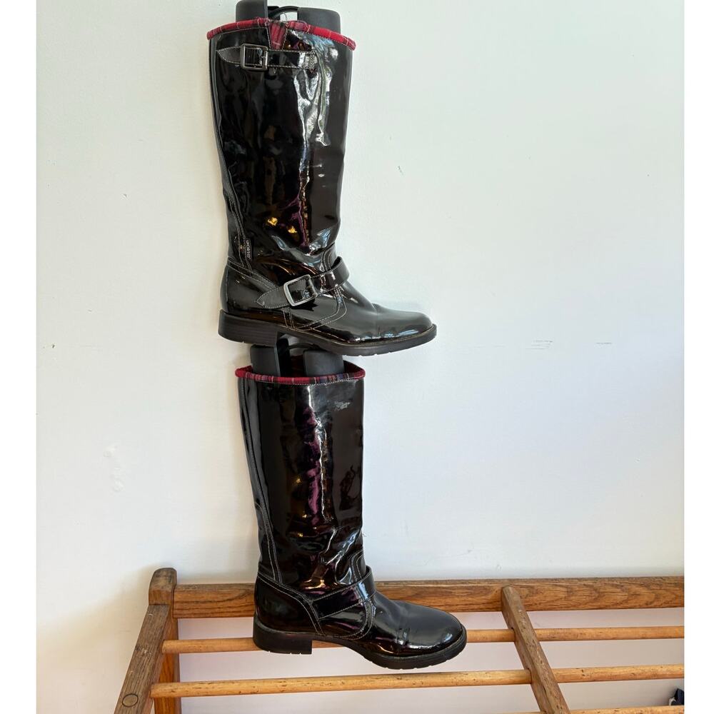 VTG Sporto boots Pauline 9us Black Buckle Patent Leather Waterproof 60's  Style - Picture 6 of 7